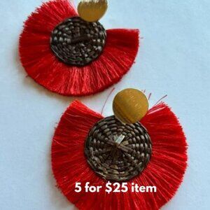 Ratan, Gold and Red Earrings with post.